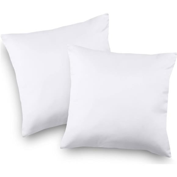 Bedding Throw Pillows Insert (Pack of 2, White) - 12 x 12 Inches Bed and Pillows - Picture 2 of 7